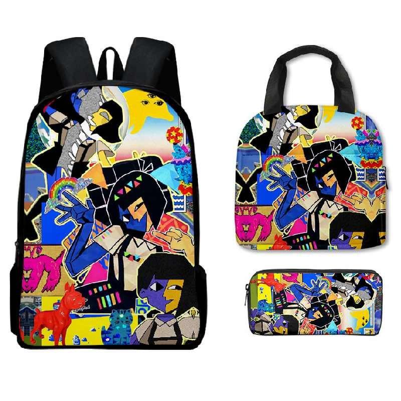 Dream Ena Bbq Pattern Childrens Backpack Lunch Bag Pen Case Set Schoolbag Gift