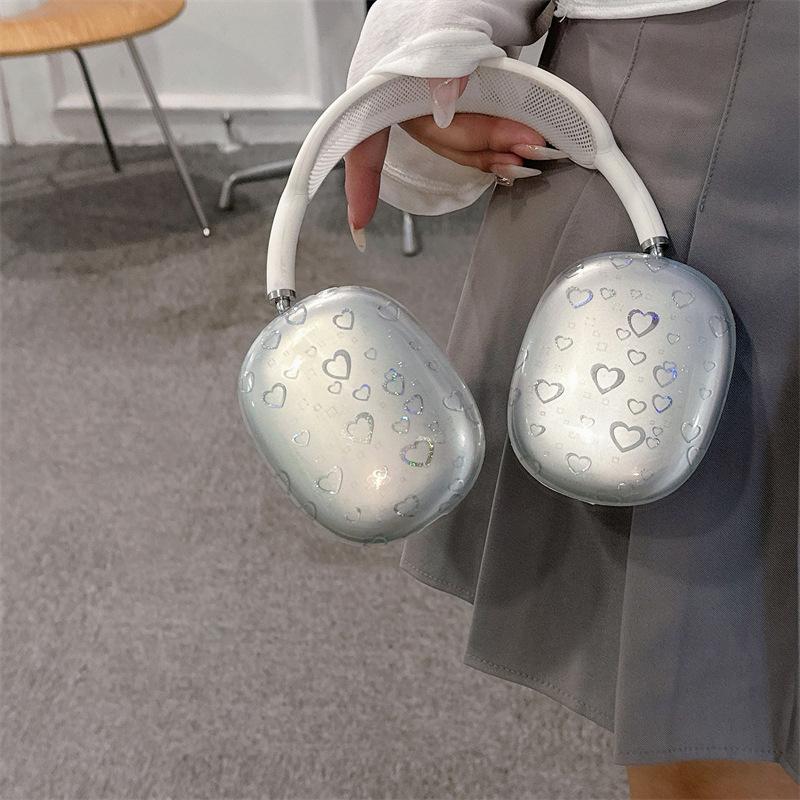 Electroplating love applies apple AirPods max protective case headset protective case AirPods cute