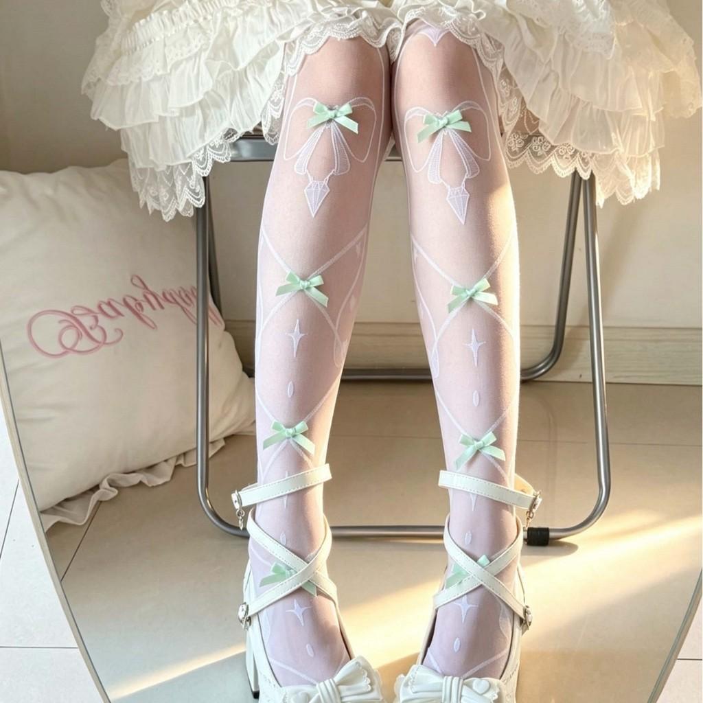 Lolita Cross Bow Overtheknee Socks With Antislip Knit For Youth Fashion