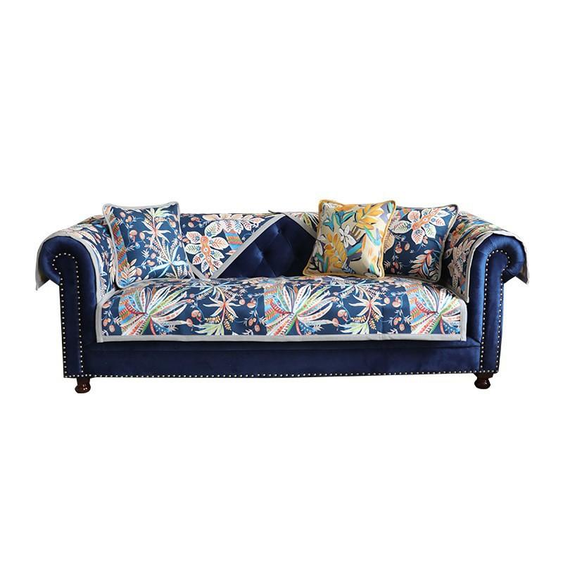 Pastoral Hand-painted Chenille Sofa Cushion Four Seasons Fabric Anti-slip Universal Living Room Sofa Cover Scarf Cross-border