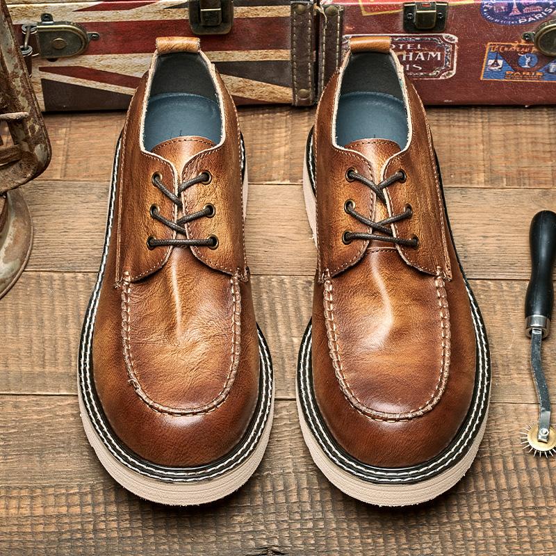 

Европейский стиль Большие Головы Мягкие Кожаные Оксфорды Мужские Повседневные Дикие Ретро Британские Простые Универсальные Повседневные Туфли Мужские