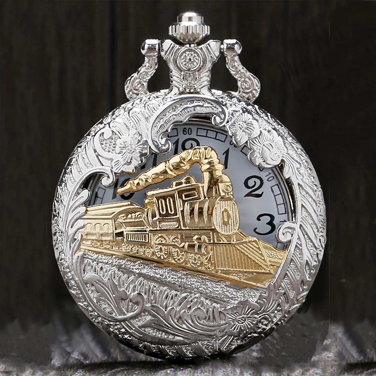 Pocket Watch, Silver Pocket Watch, Big Silver Pocket Watch, Jiejin Pocket Watch, Train Pocket Watch
