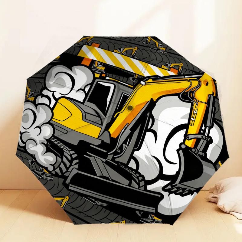 1pc Excavator Tunnel Pattern Umbrella Design Automatic Opening and Closing Umbrella, High-quality Travel Umbrella,  c1128189