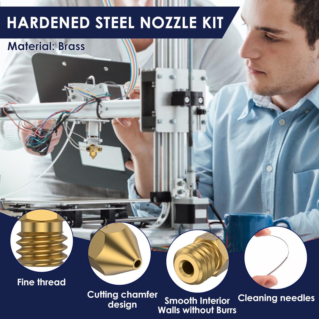 Brass 3D Printer Nozzles Kit Smooth 3D Printing Nozzles Effective Leak Proof Printing Nozzle Tips 3D Print Nozzles Printer Parts
