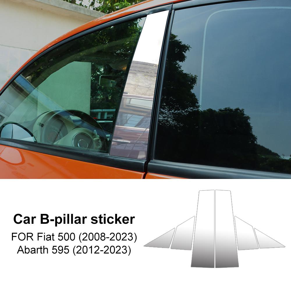 

Автомобильная оконная дверь, колонка, AB, стойки, отделка, крышка для Fiat 500 08-23 Abarth 595 2012- глянцевые черные наклейки для ПК, аксессуары серебряный