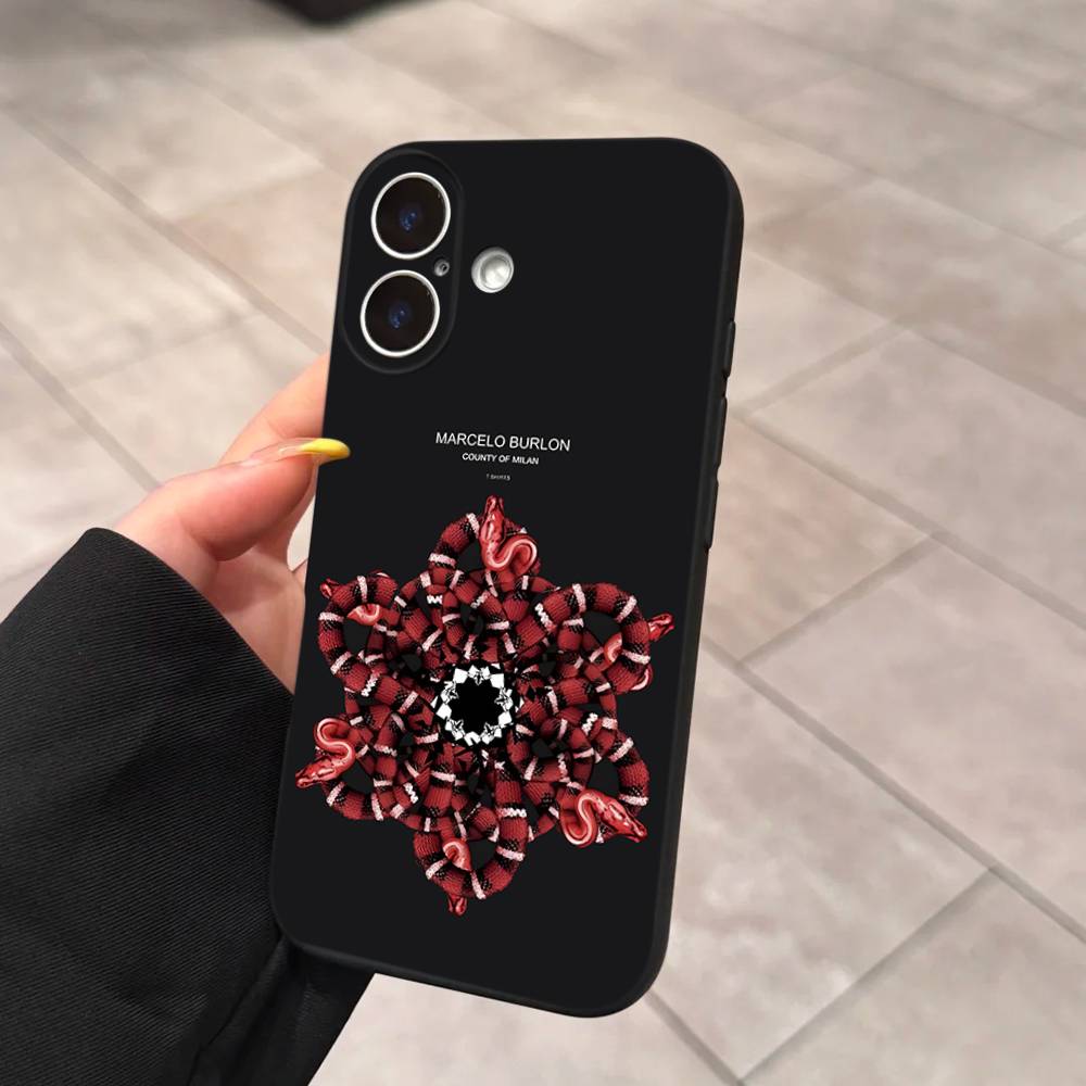 M-MARCELO B-BURLON For IPhone 17 16 15 14 13 12 11 Pro Max 13 17Air Shockproof Soft Phone Cases Coque