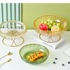 Light Luxury High Foot Fruit Plate Plastic Metal Home Living Room Candy Snacks Storage Decoration