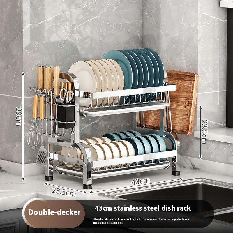 În stoc Raft de depozitare pentru bucătărie din oțel inoxidabil 304 Raft pentru boluri și scurgere Raft multifuncțional pentru boluri Depozitare boluri și bețișoare