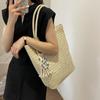 Yogodlns Elegant Ladies Straw Woven Handbag Women Holiday Beach Commute Casual Tote Top-Handle Bags Fashion Retro Shoulder Bags