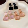 Simple Transparent Square Crystal Earrings Internet Celebrity Stud Earrings Niche Design New Earrings Women
