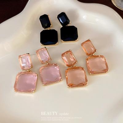 Simple Transparent Square Crystal Earrings Internet Celebrity Stud Earrings Niche Design New Earrings Women