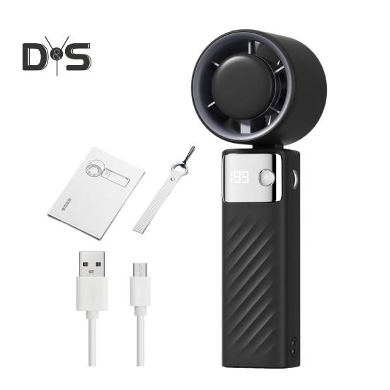 Handheld Cooling Fan with Digital Display Strong Airflow 1-199 Speed Low Noise Battery-Powered Portable Personal Fan