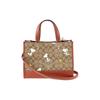 X Peanuts Snoopy Dempsey 29 Classic Monogram Print Tote Bag Women Tote Brown CE862-IMT1O