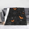 Halloween Bats Knitted Blanket Fleece Pumpkin Skull Super Warm Throw Blanket for Bedroom Sofa Bedspread