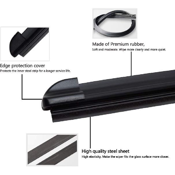 Windshield Wiper Blades For Model 3 Model Y 2017-2024, Original Equipment Replacement Wiper Strips (Set Of 2)