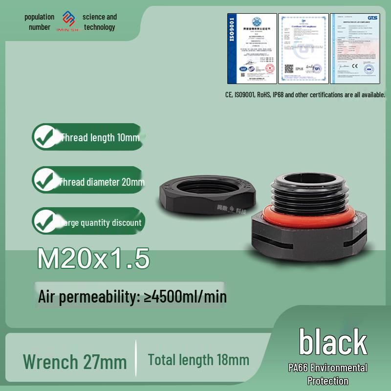M12 Waterproof Breathable Nylon Automatic Vent and Pressure Relief Valve for Fermentation