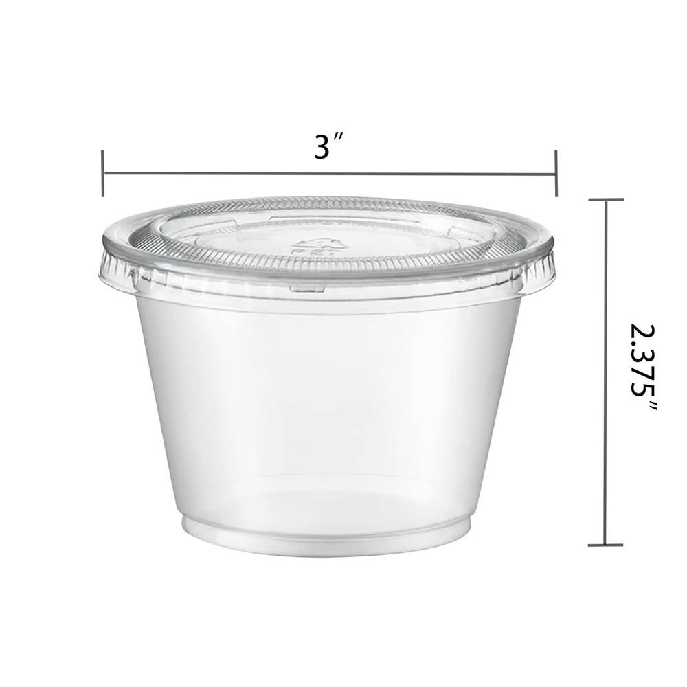 Jello Shot Cups with Lids,Stackable Food Safe Disposable Plastic Portion Condiment Dipping Sauce Cups for Salad Dressing