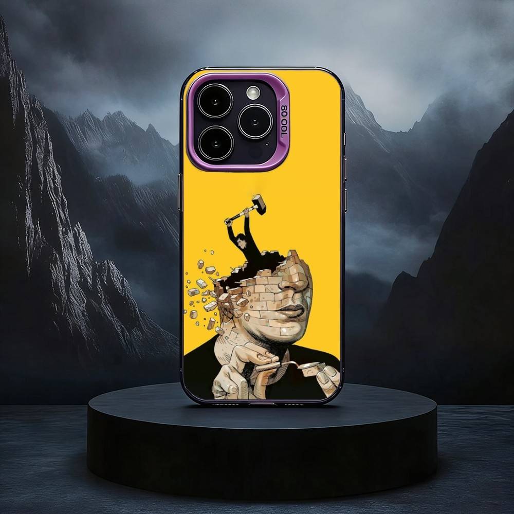 S-Surreal F-Figure A-Art Phone Case For iPhone17,16,15,14,13,12,11 Plus,Pro Max Black Candy Silver Phone Case