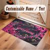 Floral Garden Theme Crystal Velvet Floor Rug Personalized Custom Name Text Warm Carpet Home Decoration