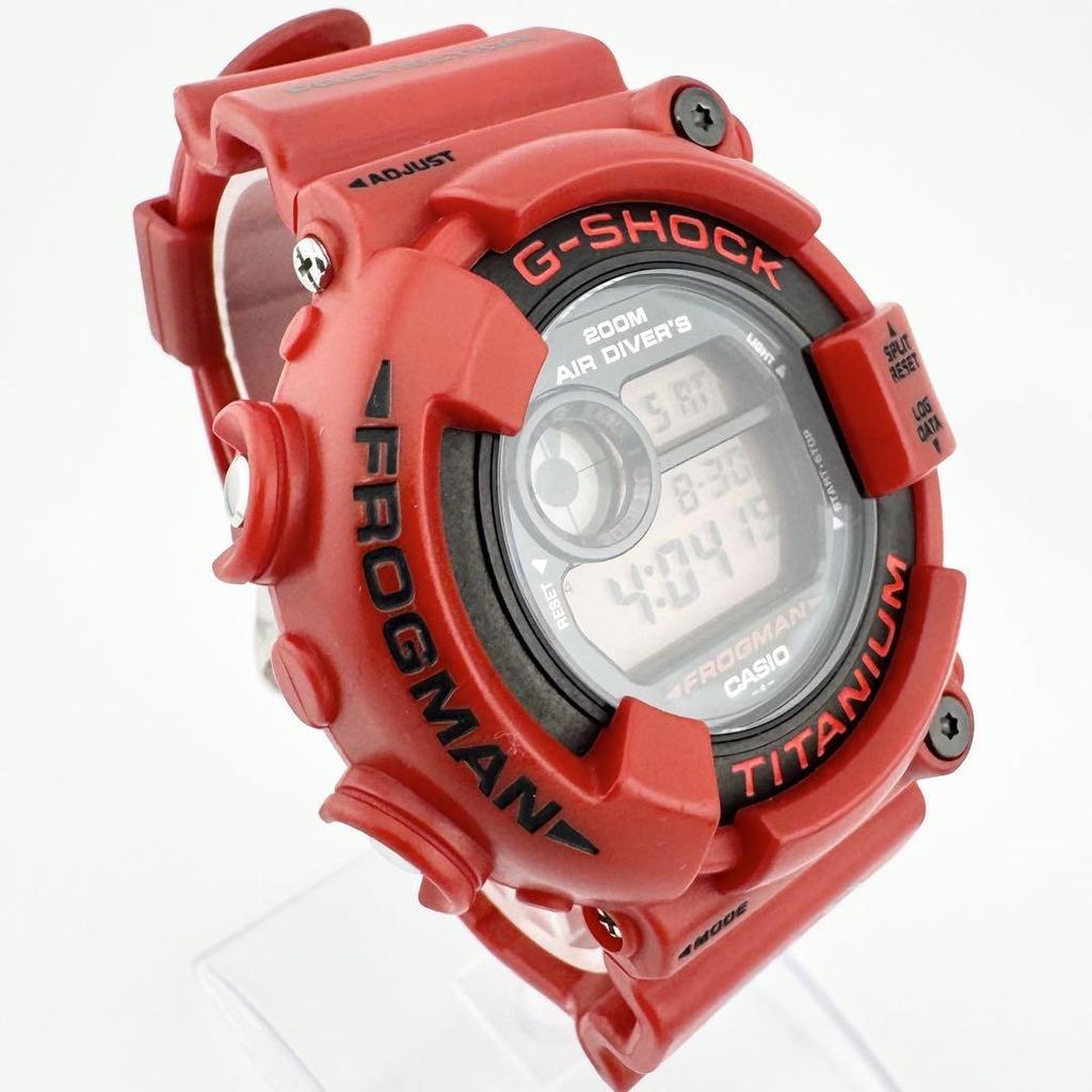 [USED] Rare, good condition Casio G-Shock Frogman special edition watch with red LCD display and red frog logo.