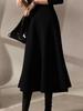 European & American Plus Size Women's Casual Solid Midi Skirt