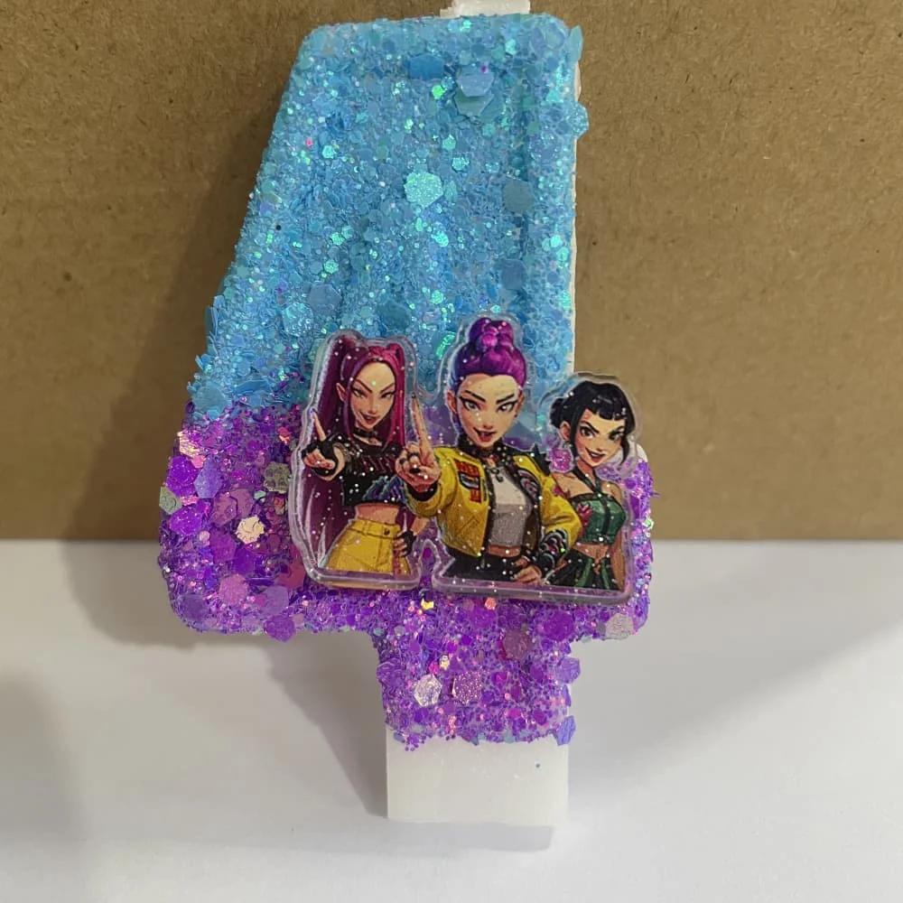 Kpop Demon Hunters Theme Candle 3D Number 0-9 Kids Birthday Cake Decoration Baby Shower Anime Party Accessories Gifts