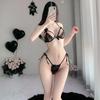 Women's Sexy Underwear Set 2-piece Exotic Set Sexy Lace Bra Bandage Panties + Stockings Erotic Transparent Bra Set
