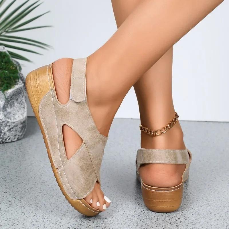 Fashion Ladies Shoes 2025 Summer Outdoor Casual Women's Sandals Open Toe Plus Size Daily Light Comfortable Beach Platform Wedge Sandals
