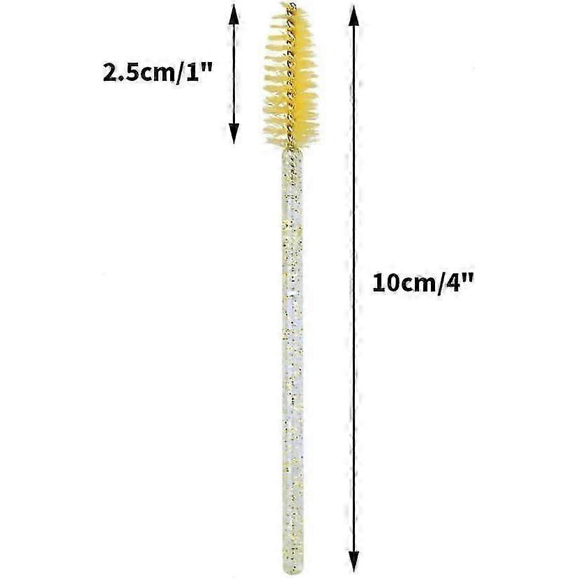 100 Disposable Eyelash Brushes - Crystal Handle - Makeup Tool Mascara Eyebrow Brush Applicator
