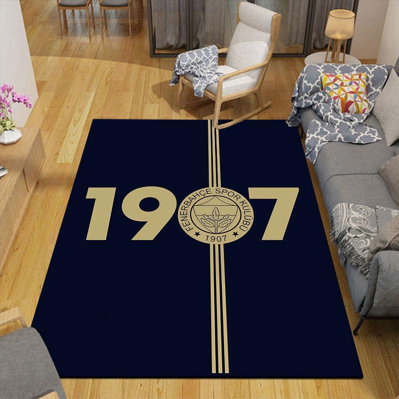 Tappeto Stampato in Flanella Fenerbahce SK, Decorazione Divano per Soggiorno e Camera da Letto, Tappetino da Pavimento in Flanella Antiscivolo per Sala Giochi