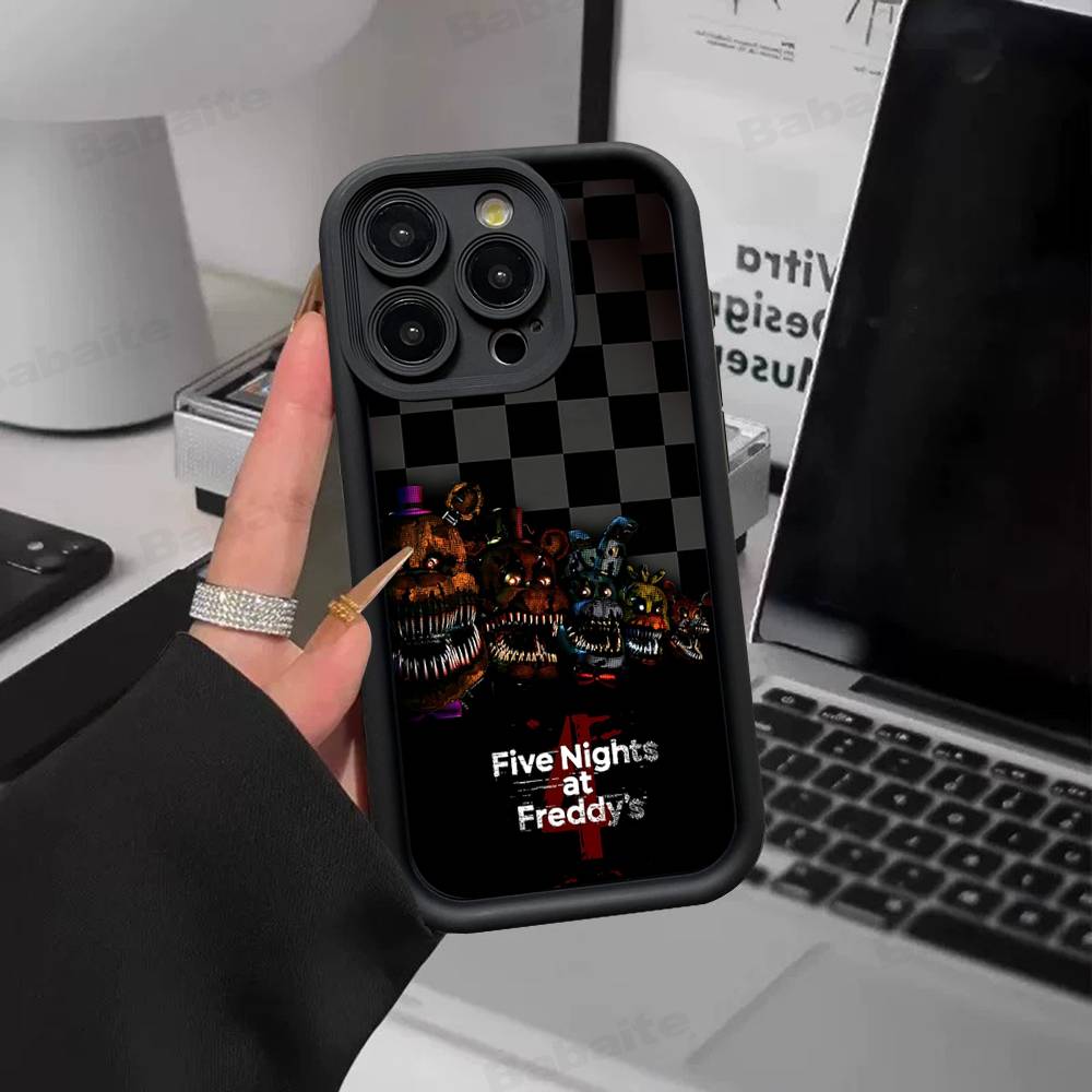 F-FNAF Five-nights-At-Freddys Silicone Soft Phone Case For iPhone 17 16 15 14 Plus 13 12 Mini 11 Black Cover