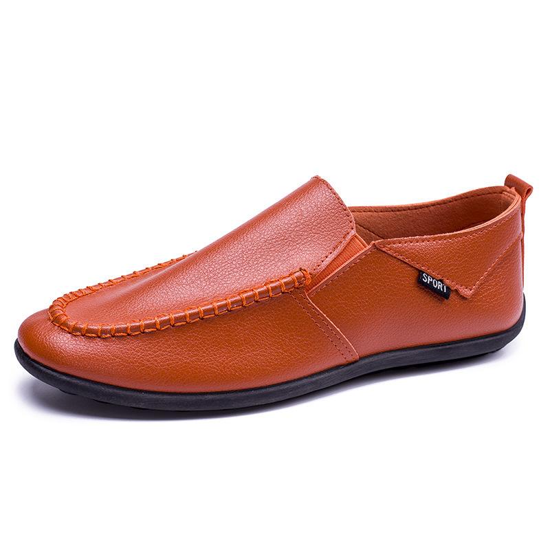 Nuevos zapatos Doudou, versión coreana, zapatos de cuero informales a la moda para hombres, zapatos Doudou perezosos sin cordones de suela suave para hombres