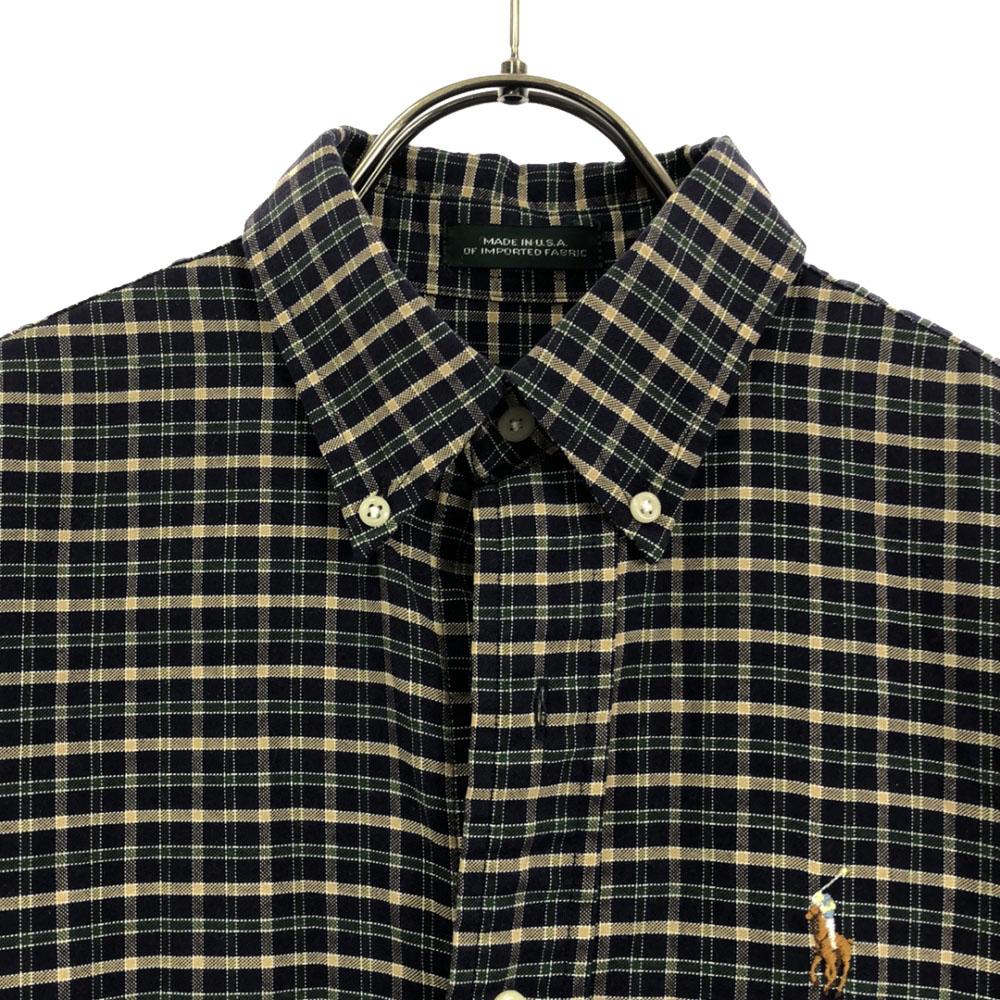 Polo by Ralph Lauren 80s Vintage Boys' Size Green Tag Made in USA Check Pattern Long sleeve Button down shirt Men's Used