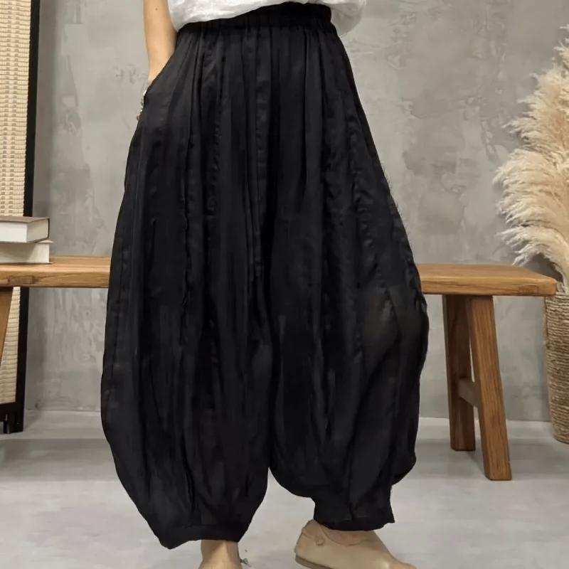 Sommer Efterår Bomuld og Hør Bloomers Bukser Kvinder Løse Bukser Mode Kvinde Vintage Printede Blomstrede Boheme Lige Bukser