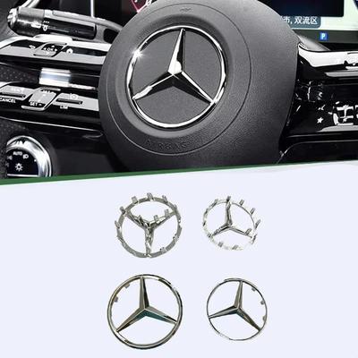 New For Mercedes Benz ABS 3D Star Logo Hollow Badge Sticker Car Steering Wheel Center Emblem For Mercedes Benz AMG GLK W202 W204