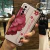 Soft case Silicone Phone Case For Tecno Camon17P Dirt-resistant Flower Durable Wrist Strap Wristband Lanyard Ring