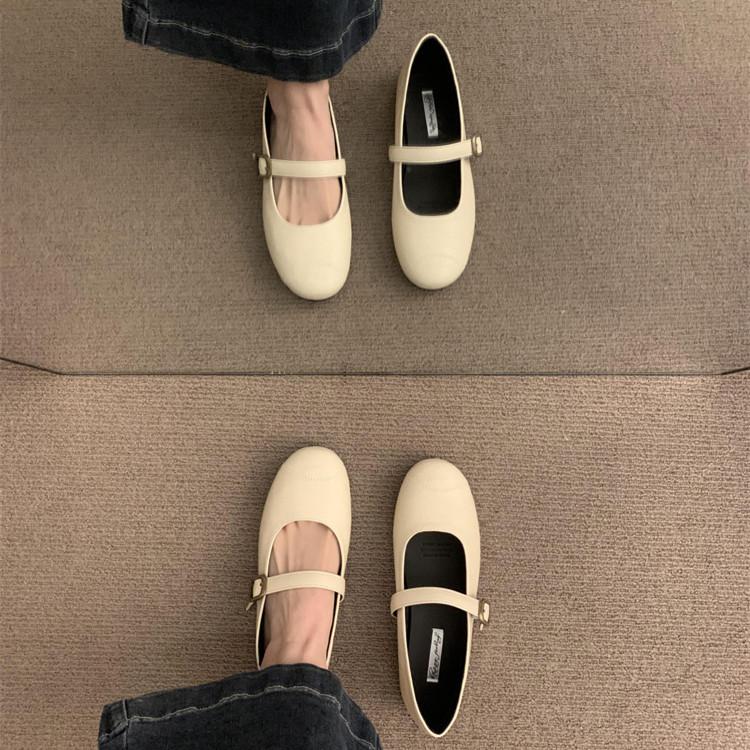 Fashion IPPEUM Mary Janes Flat Shoes Women Ballet Flats 2025 New Black PU Leather Buckle Straps Zapatos de Mujer Ballerina