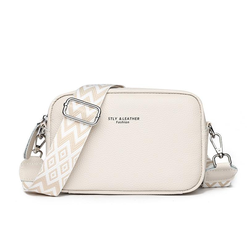 Leather Bag Women's Fashion Small Square Bag Trendy Commuter Women's Bag First Layer Cowhide Shoulder Bag Simple Messenger Bag