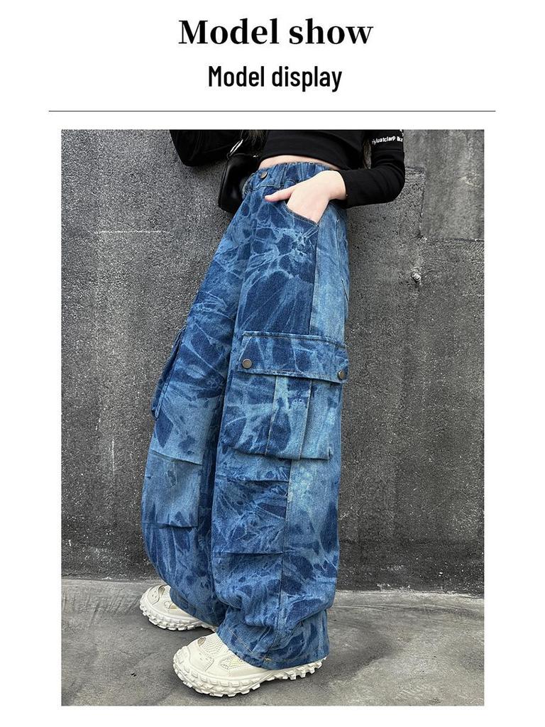 Dívčí trendy volné cargo džíny jaro/podzim 2025