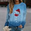 Women's Long Sleeve Christmas Print Neck Top Casual Holiday Blouse