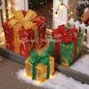 3pcs Lighted Christmas Gift Box Set with Warm LED Lights & Snowy Ribbon Bows  Cordless Holiday Decor (Batteries Not Includ)