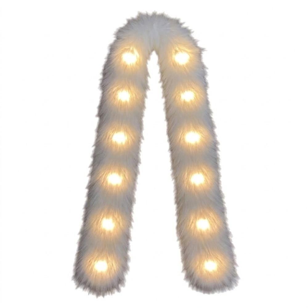 White Plush LED Flash Scarf Light Up Christmas Decoration Shining Luminous Glowing Scarf Rave