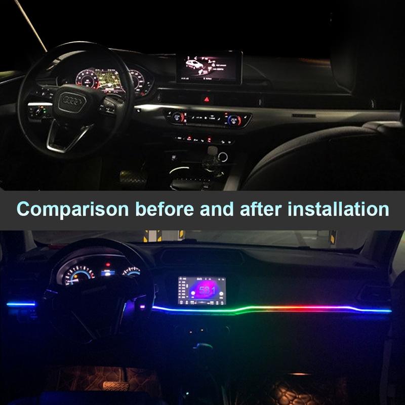 Car Ambient Lights Universal LED Symphony RGB Atmosphere Lamp 64 Colors Acrylic Strip APP Control Remote for Tesla Model 3 Y S X