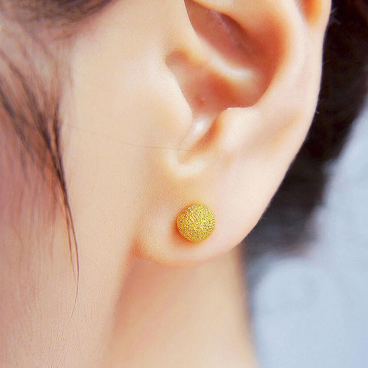 Exquisite Gold-Plated Frosted Stud Earrings - 5mm Versatile Round Beads