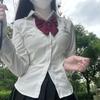 Women's Slim Fit Long Sleeve Shirt Japanese JK College Style Button-Down Blouse Preppy Casual Top