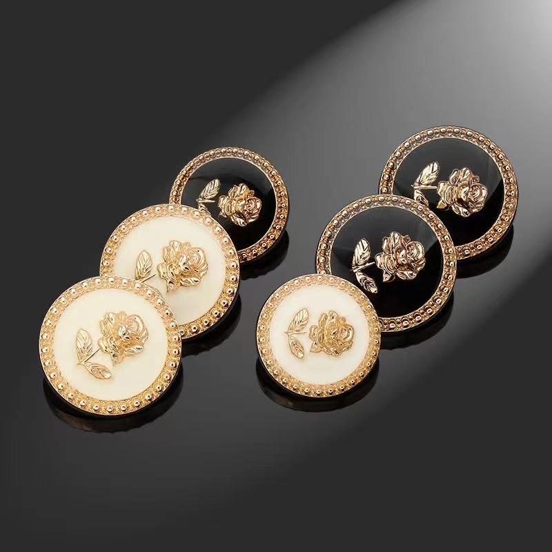 10PCS Flower Rose Gold Metal Buttons for Clothes Woman Coat Shirt Cuffs DIY Embroidery Sewing Accessories Sewing Buttons