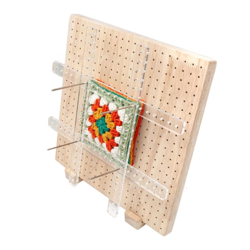 Wooden Handcrafted Blocking Board Crochet Crafting for Knitting Crochet Square Full Kits with Stainless Steel Rod Pins