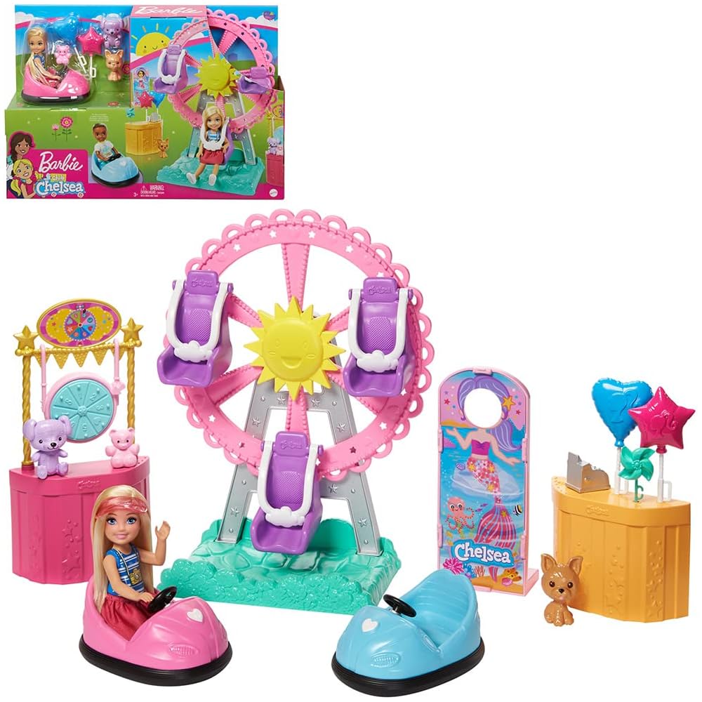

Barbie Chelsea Amusement Park Cute Carousel Set with Doll Dress-Up Toy for Ages 3 and Up
