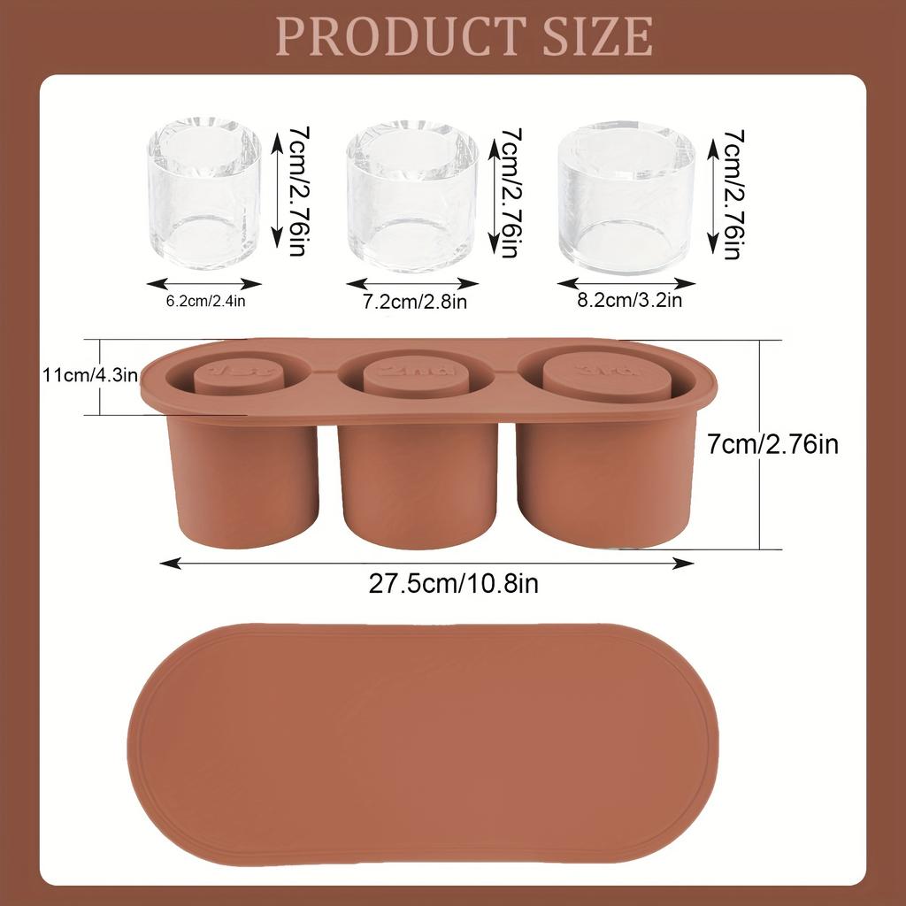 Eiswürfelform für 30oz-40oz Becher 3 Silikon-Hohlzylinder-Eisform mit Deckel