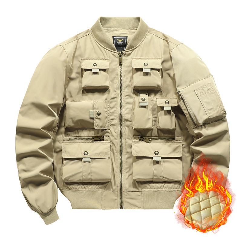 Bomber Jacket Men's Retro Baseball Uniform Multi-pocket Work Jacket Functional Jacket Three-proof Assault Top